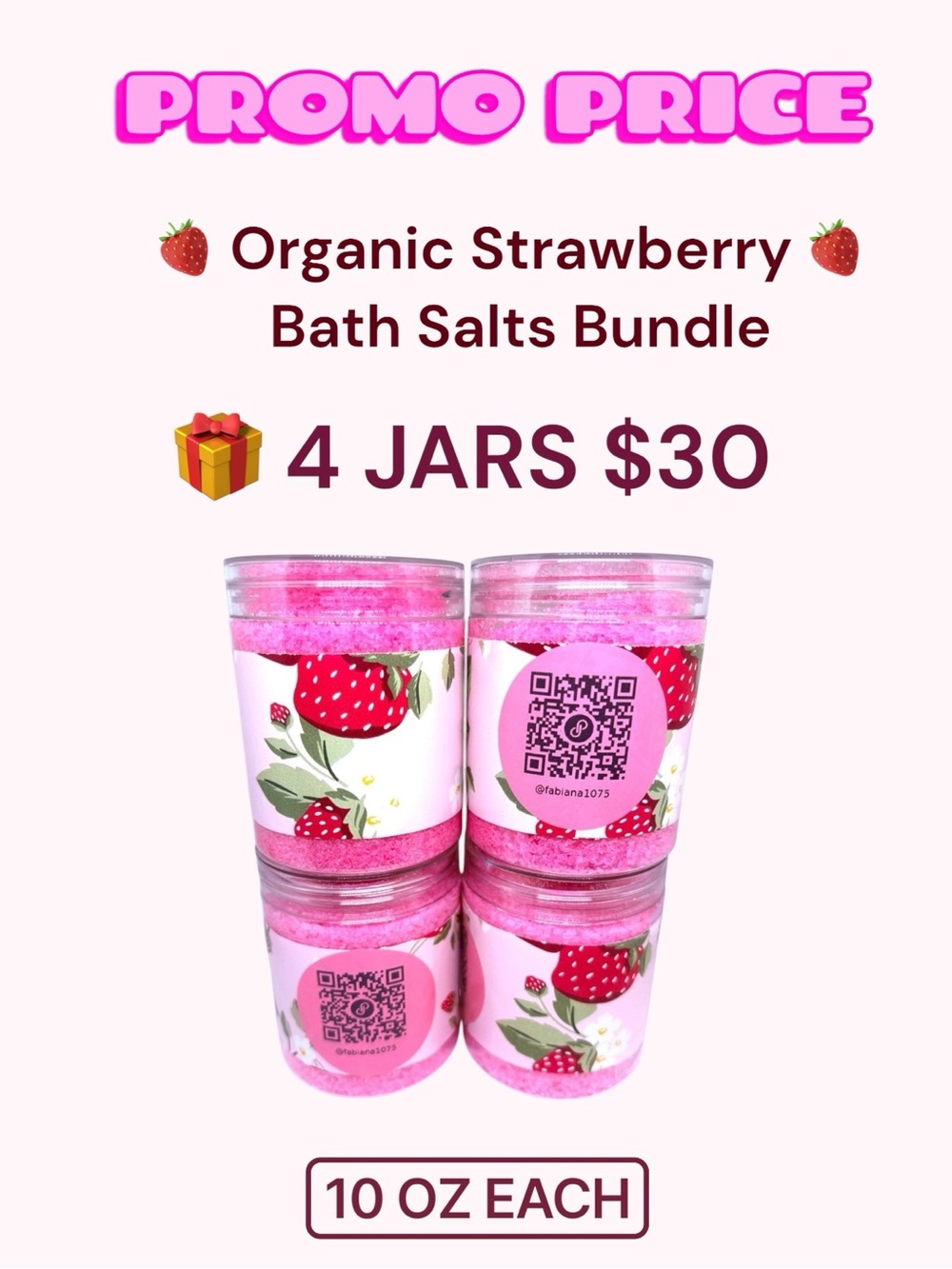 PROMOTIONAL SPECIAL BUNDLE DEAL 8 OZ E/O Strawberry Bath Salts Valentines